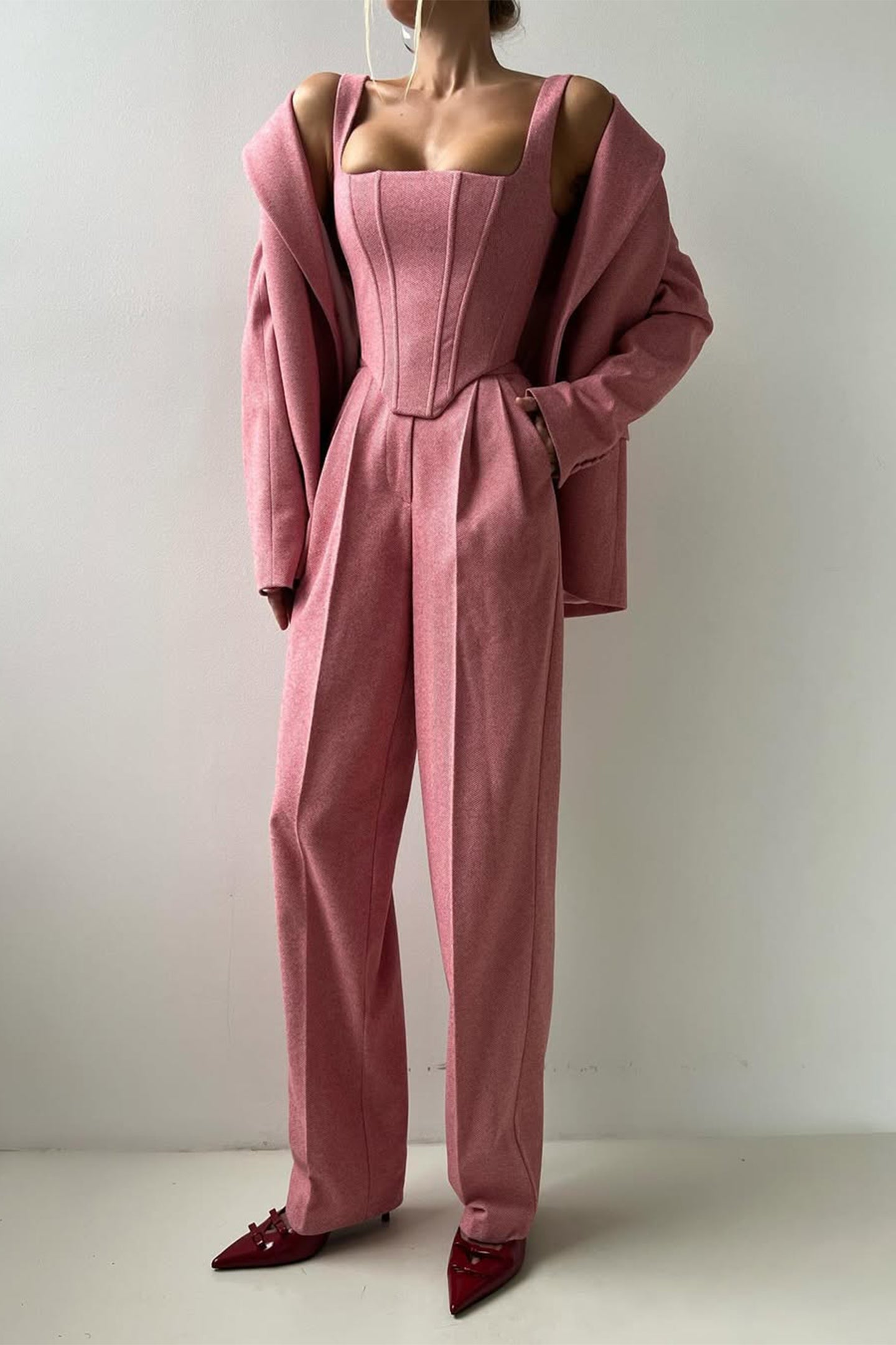 Vordela™ - Driedelige Set met Blazer met Double-Breasted