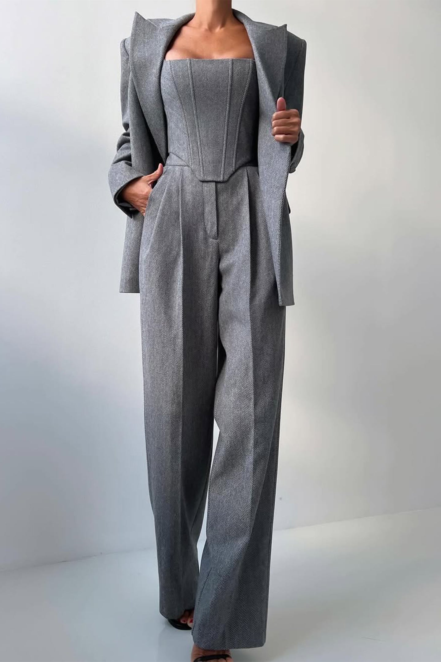 Vordela™ - Driedelige Set met Blazer met Double-Breasted