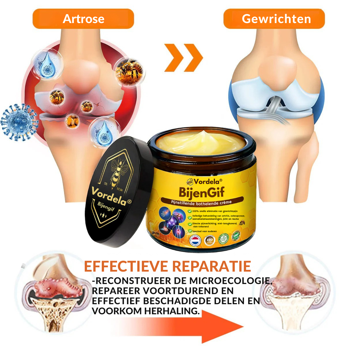 Gemaakt✨ en verzonden vanuit Nederland | ✅ Officiële winkel Vordela® Bijengif Pijnverlichtende Crème 🐝 🔥 Speciaal voor ouderen & aanbevolen door orthopeden