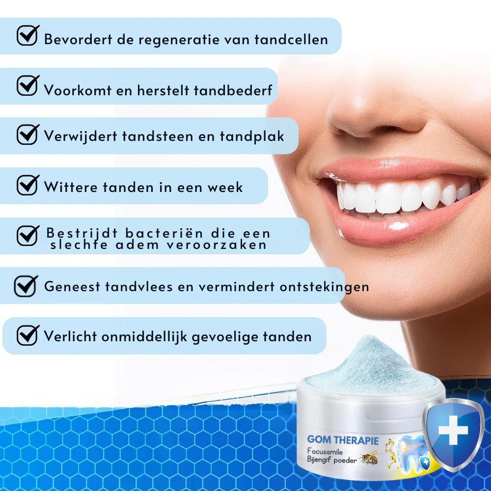 ❤️Vordela® Focussmile bijengif poeder voor oraal gebruik 🦷 (CE goedgekeurd)