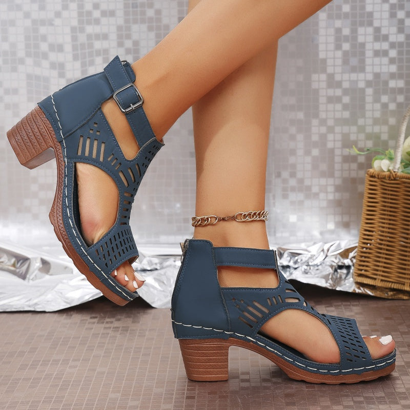 Veelzijdige open teen sandalen met holle hak