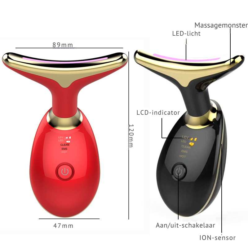 EMS ROOD LICHT THERAPIE GEZICHT HALS LIFT RIMPEL VERWIJDERAAR DRAAI MASSAGER