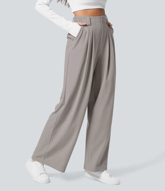 Vordela- mooie broek met hoge taille en wijde pijpen met zijzakken