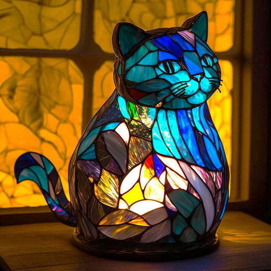 Nala - Magische kattenlamp van gekleurd glas