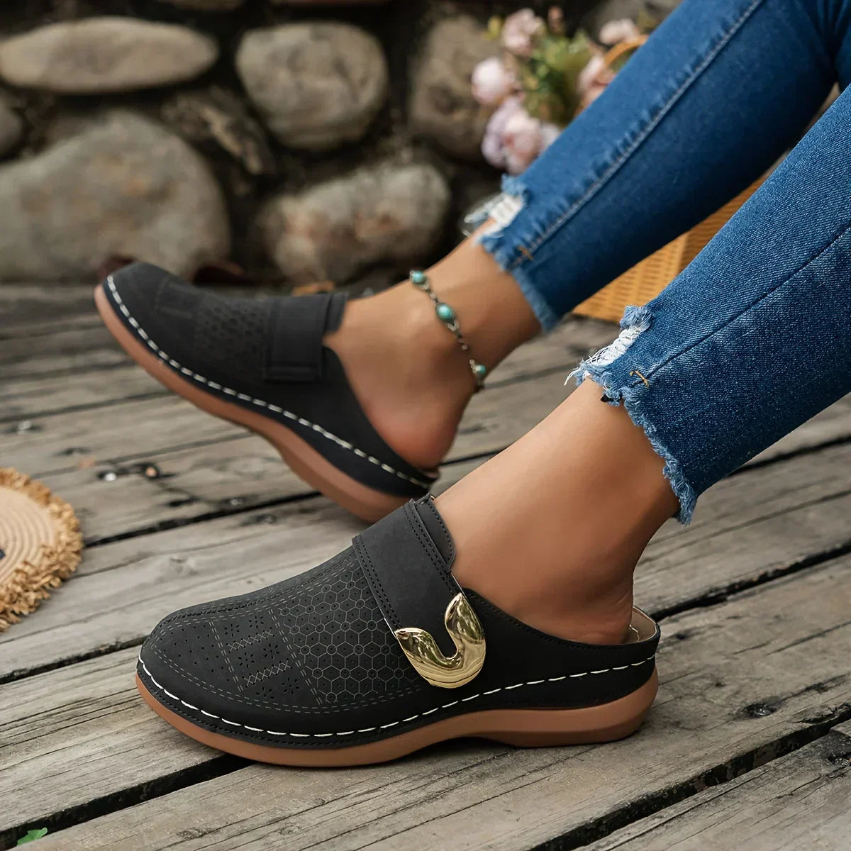 Vordela™ Chique ondersteunende sleehak sandalen