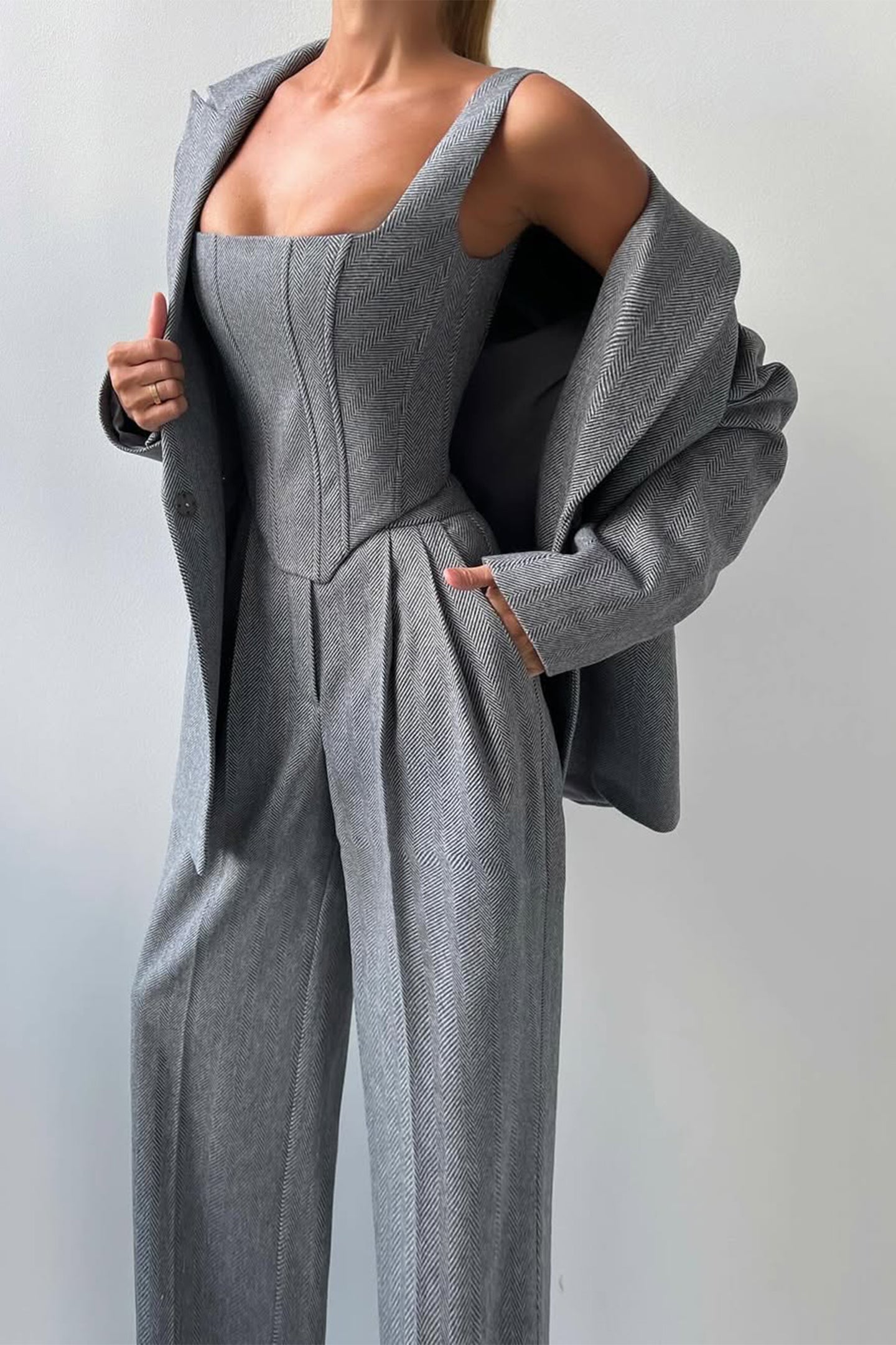 Vordela™ - Driedelige Set met Blazer met Double-Breasted