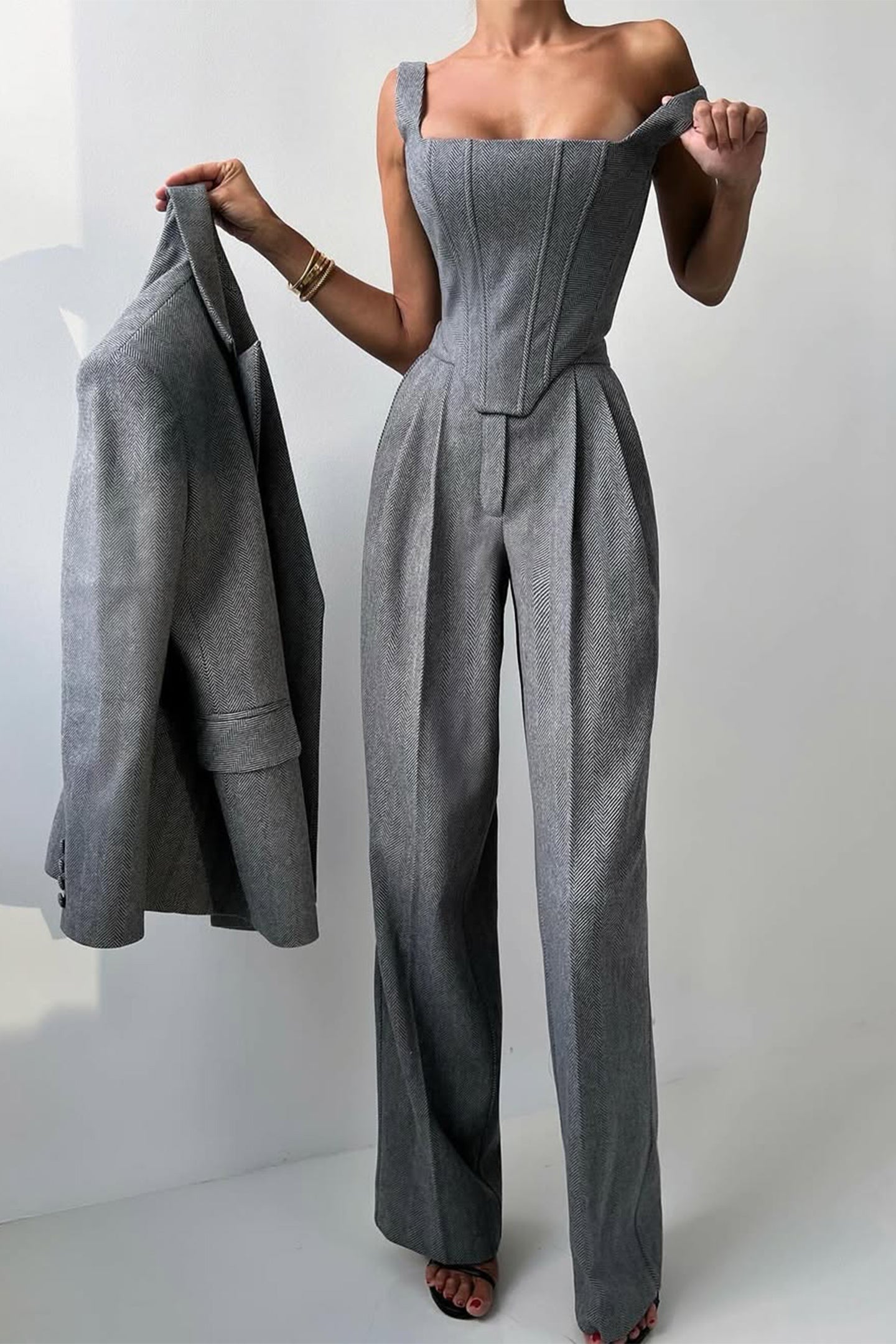 Vordela™ - Driedelige Set met Blazer met Double-Breasted