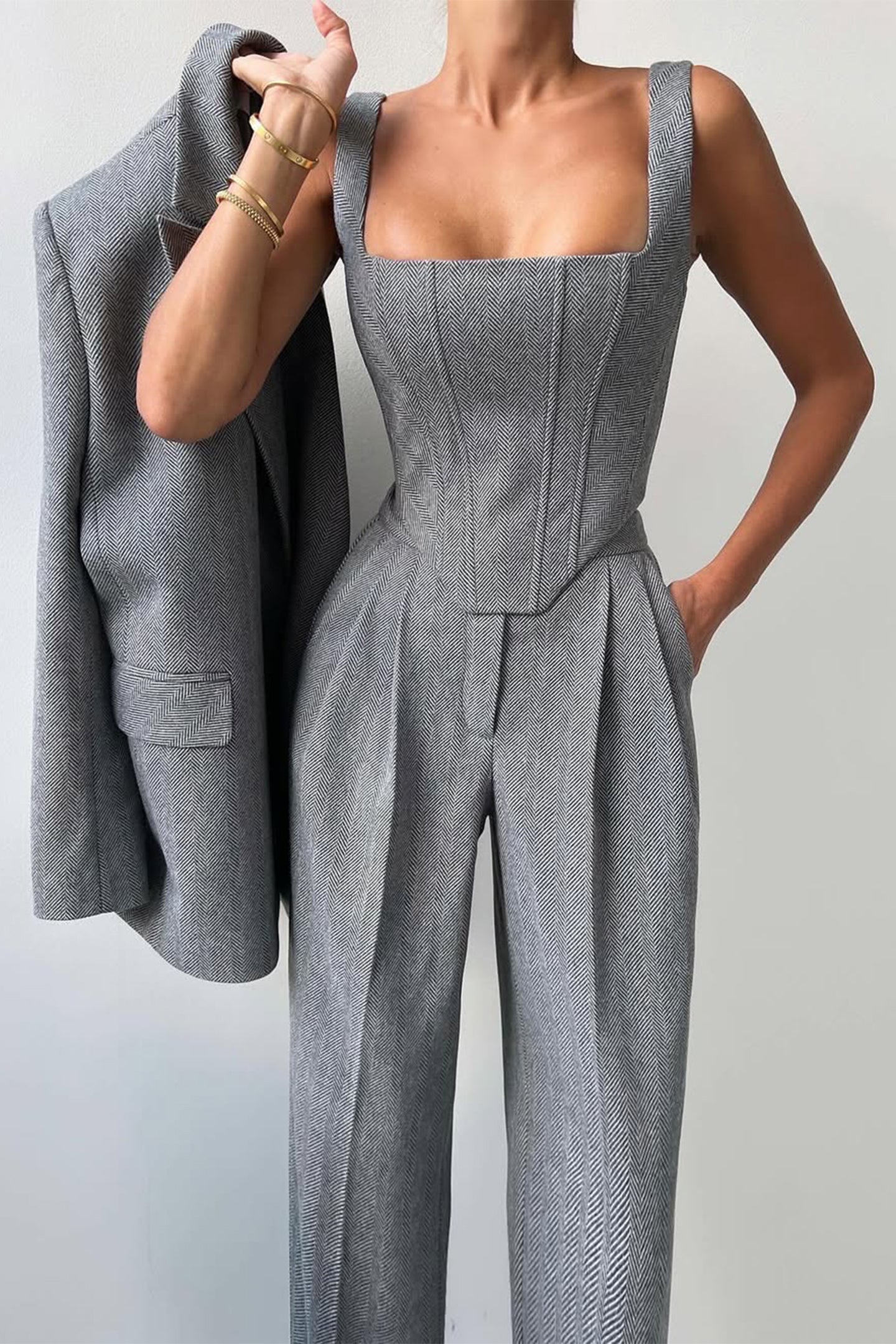 Vordela™ - Driedelige Set met Blazer met Double-Breasted