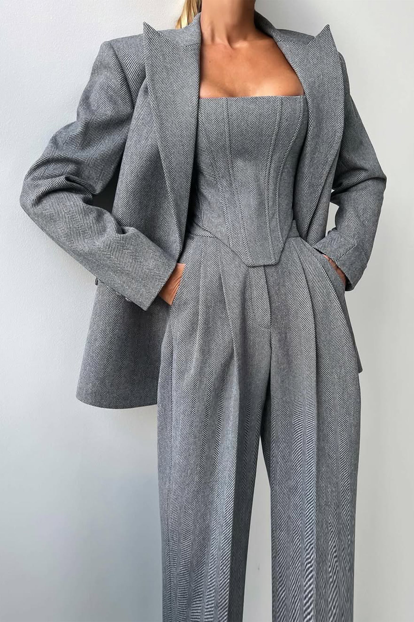 Vordela™ - Driedelige Set met Blazer met Double-Breasted