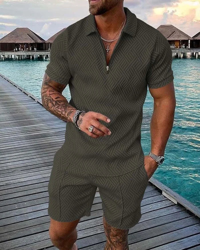 Vrije tijd groen poloshirt en korte broek