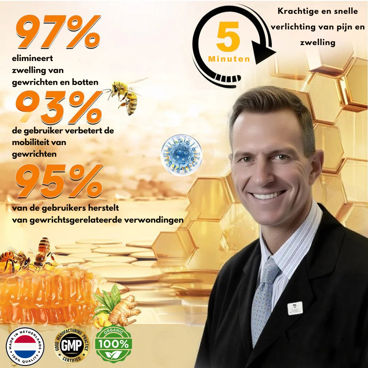 Gemaakt✨ en verzonden vanuit Nederland | ✅ Officiële winkel Vordela® Bijengif Pijnverlichtende Crème 🐝 🔥 Speciaal voor ouderen & aanbevolen door orthopeden
