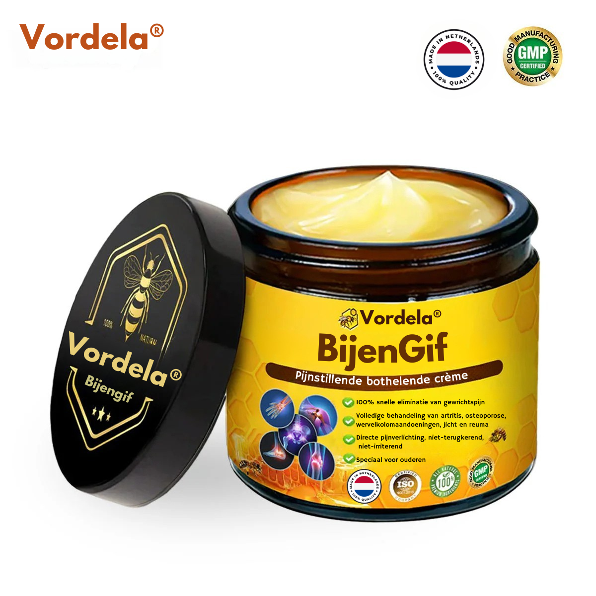 Gemaakt✨ en verzonden vanuit Nederland | ✅ Officiële winkel Vordela® Bijengif Pijnverlichtende Crème 🐝 🔥 Speciaal voor ouderen & aanbevolen door orthopeden