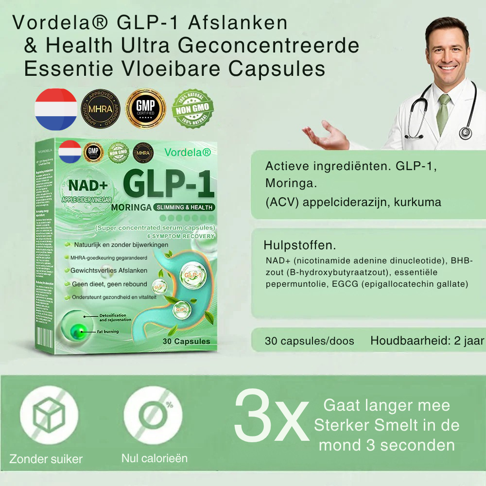 Vordela® GLP-1 & NAD⁺ Ultra-Geconcentreerde Essentie Vloeibare Parels